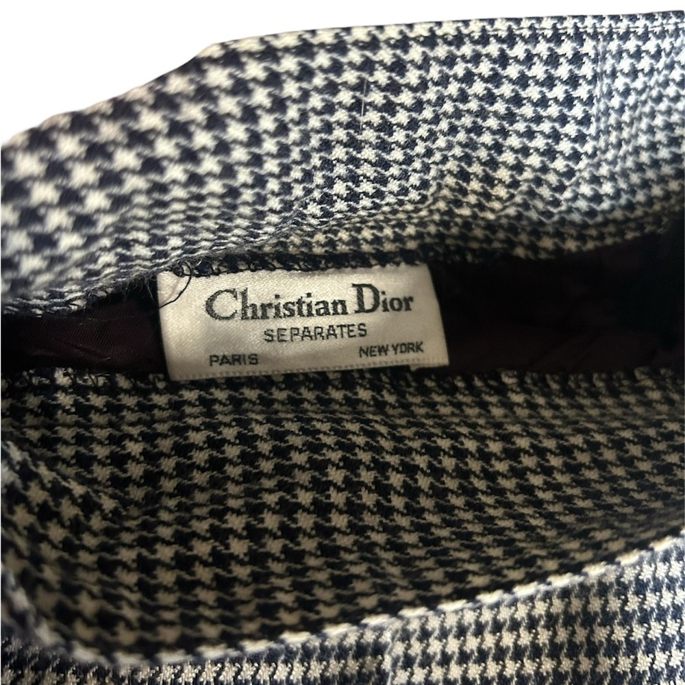 Vintage Christian Dior Wool Houndstooth Pencil Skirt - Picture 3 of 6